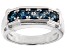Blue Topaz Sterling Silver Mens Wedding Band Ring 1.30ctw