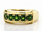 Green Chrome Diopside 18k Yellow Gold Over Sterling Silver Gent's Wedding Band Ring 1.25ctw