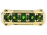 Green Chrome Diopside 18k Yellow Gold Over Sterling Silver Gent's Wedding Band Ring 1.25ctw
