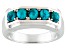 Blue Turquoise Rhodium Over Sterling Silver Gent's Wedding Band Ring