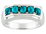 Blue Turquoise Rhodium Over Sterling Silver Gent's Wedding Band Ring