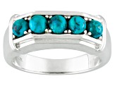 Blue Composite Turquoise Rhodium Over Sterling Silver Gent's Wedding Band Ring