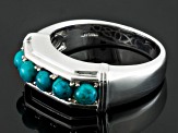 Blue Composite Turquoise Rhodium Over Sterling Silver Gent's Wedding Band Ring