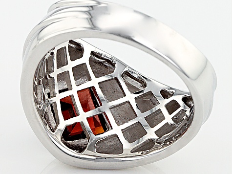 Red Garnet Rhodium Over Sterling Silver Men's Ring. 1.82ctw