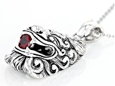 Red Garnet Rhodium Over Sterling Silver Pendant with Chain