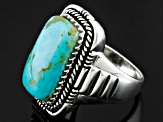 Blue Turquoise Sterling Silver Mens Ring.