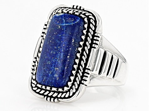 Blue Lapis Lazuli Sterling Silver Men's Ring