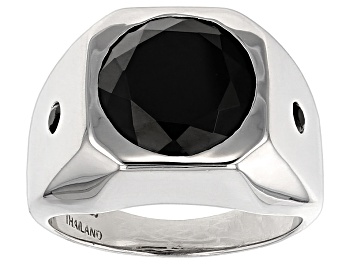 Picture of Black Spinel Rhodium Over Sterling Silver Men's Ring 8.11ctw
