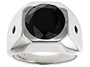 Black Spinel Rhodium Over Sterling Silver Men's Ring 8.11ctw