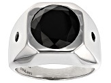 Black Spinel Rhodium Over Sterling Silver Men's Ring 8.11ctw