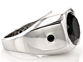 Black Spinel Rhodium Over Sterling Silver Men's Ring 8.11ctw