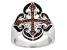 Red Garnet Rhodium Over Sterling Silver Mens Cross Ring 1.09ctw