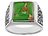 Green Turquoise Sterling Silver Men's Ring