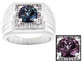 Lab Created Color Change Alexandrite Rhodium over Sterling Silver Men's Ring 2.53ctw