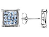 Blue Lab Created Spinel Rhodium Over Sterling Silver Earrings .64ctw