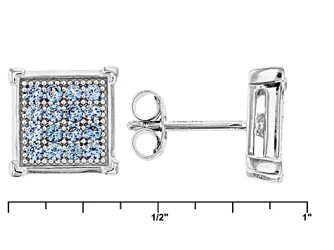 Blue Lab Created Spinel Rhodium Over Sterling Silver Earrings .64ctw