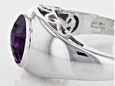 Purple Moroccan Amethyst Rhodium Over Sterling Silver Solitaire gents Ring 2.26ct