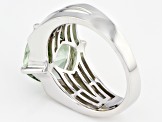 Green Prasiolite Rhodium Over Sterling Silver Gents Solitaire Ring 5.11ct