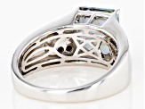 Blue Quartz Rhodium Over Sterling Silver Gents Ring 3.79ctw