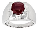 Red Mahaleo(R) Ruby Rhodium Over Sterling Silver Men's Ring 3.63ct