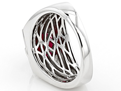 Red Mahaleo(R) Ruby Rhodium Over Sterling Silver Men's Ring 3.63ct