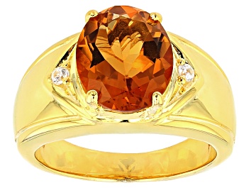 Picture of Orange Madeira Citrine 18K Yellow Gold Over Sterling Silver Men's Ring 3.23ctw