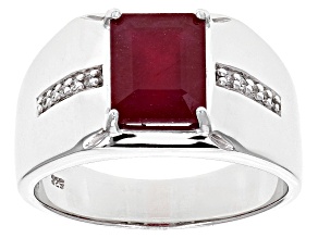 Red Mahaleo® Ruby Rhodium Over Sterling Silver Men's Ring 4.14ctw