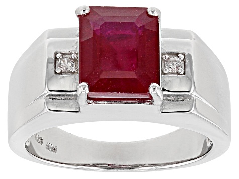 Red Mahaleo® Ruby Rhodium Over Sterling Silver Men's Ring 4.13ctw