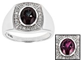Color Change Lab Created Alexandrite Rhodium Over Sterling Silver Mens Ring 2.04ctw