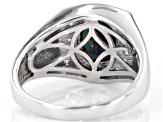 Color Change Lab Created Alexandrite Rhodium Over Sterling Silver Mens Ring 2.04ctw