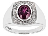 Color Change Lab Created Alexandrite Rhodium Over Sterling Silver Mens Ring 2.04ctw