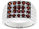 Red garnet rhodium over sterling silver men's ring 1.87ctw