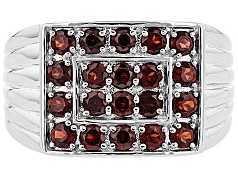 Red garnet rhodium over sterling silver men's ring 1.87ctw