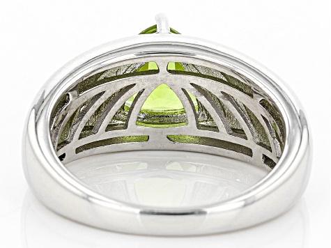 Green Peridot Rhodium Over Sterling Silver Men's Ring 2.61ctw