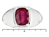 Red Ruby Sterling Silver Gent's Ring 3.10ct