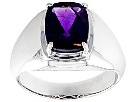 Purple Amethyst Rhodium Over Sterling Silver Men's Ring 2.55ctw