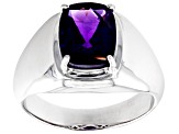 Purple Amethyst Rhodium Over Sterling Silver Men's Ring 2.55ctw