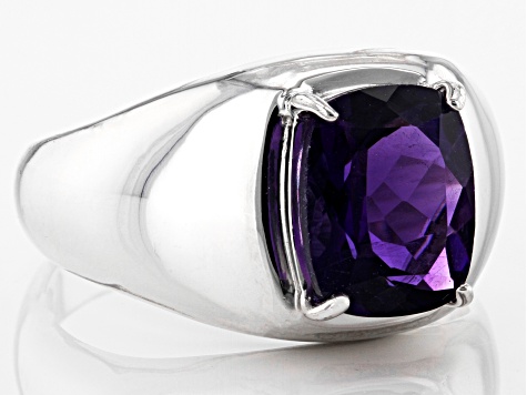 Purple Amethyst Rhodium Over Sterling Silver Men's Ring 2.55ctw