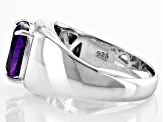 Purple Amethyst Rhodium Over Sterling Silver Men's Ring 2.55ctw