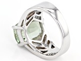 Green Prasiolite Rhodium Over Sterling Silver Solitaire Men's Ring 5.32ct