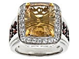 Champagne Quartz Rhodium Over Sterling Silver Gent's Ring 10.30ctw