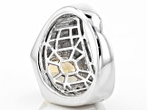 Champagne Quartz Rhodium Over Sterling Silver Gent's Ring 3.64ctw