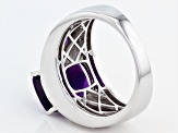 Purple Amethyst Rhodium Over Sterling Silver Gent's Ring 6.07ctw