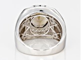 Brown Smoky Quartz Rhodium Over Sterling Silver Men's Ring 3.49ctw