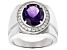 Purple Amethyst Rhodium Over Sterling Silver Men's Ring 4.21ctw