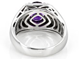 Purple Amethyst Rhodium Over Sterling Silver Gent's Ring 2.05ctw