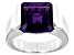 Purple African Amethyst Rhodium Over Sterling Silver Men's Ring 6.39ct