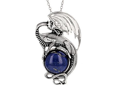 Blue Lapis Lazuli Sterling Silver Pendant With Chain