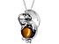 Brown Tigers Eye Sterling Silver Dragon Pendant With Chain