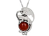 Orange Carnelian Sterling Silver Dragon Pendant With Chain